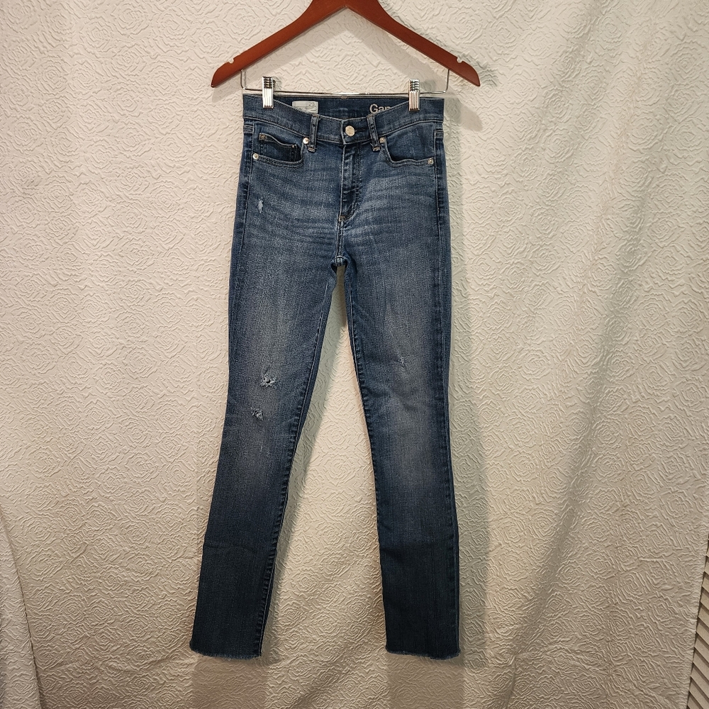 GAP | 1969 Resolution Destructed True Skinny Jean Medium Dark Wash 26 Long (2 L)